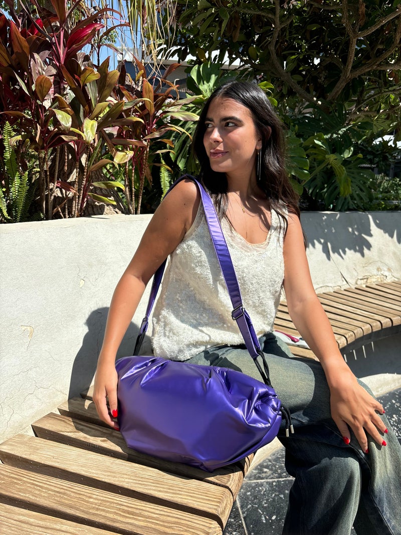 Zuri Medium String Bag - Metallic purple - Image 4
